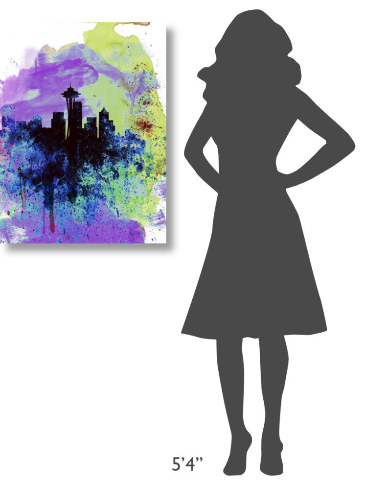 "Seattle Watercolor Skyline 1" Fine Art Print