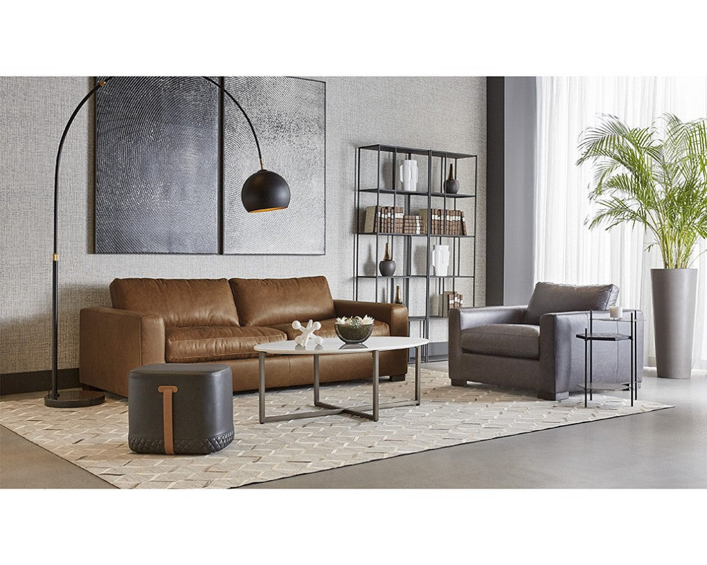 Kiara Coffee Table, Gunmetal, White Marble