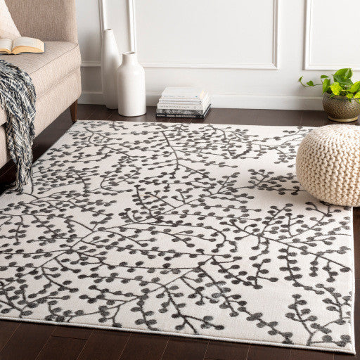 Surya Rabat RBT-2312 7'10"x10'2" Rug, Medium Gray/White