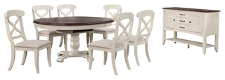 8-Piece 48" Round Or 66" Oval Extendable Dining Set, White and Chestnut Brown