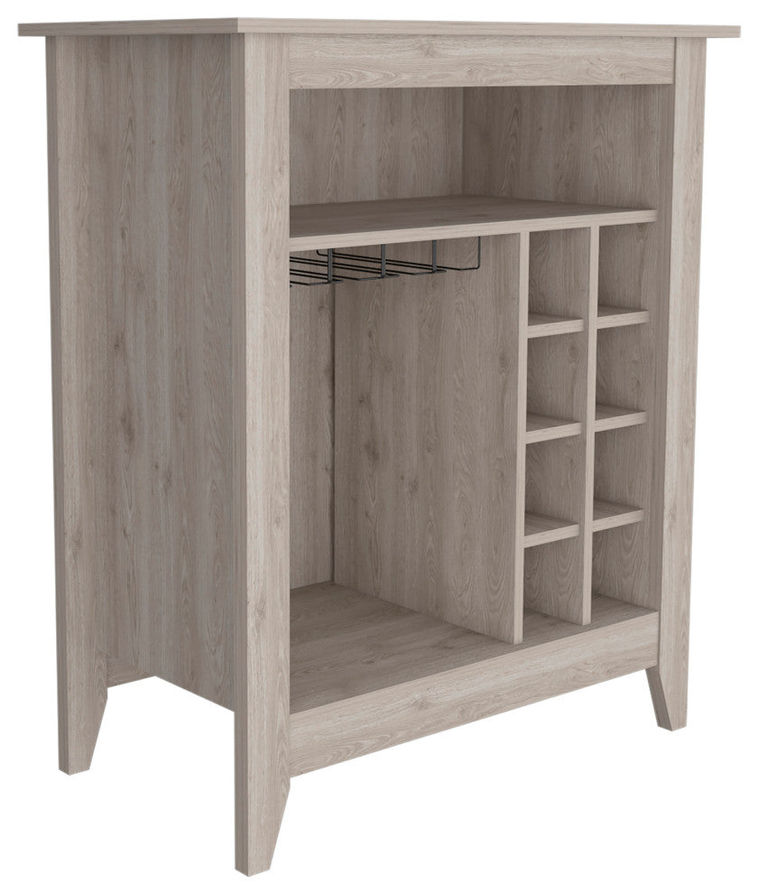 DEPOT E-SHOP Mojito Bar Cabinet,8 Wine Cubbies, Wine Rack,Open Shelf, Light Gray