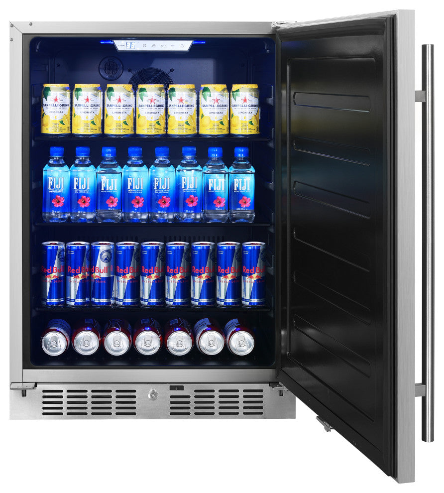 Titan 24" 5.6 Cu Ft 140 Cans Built-In Outdoor Beverage Cooler Refrigerator