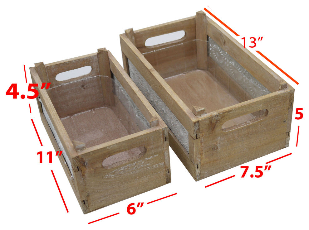 Wood Nesting Storage Crates, 2-Piece Set