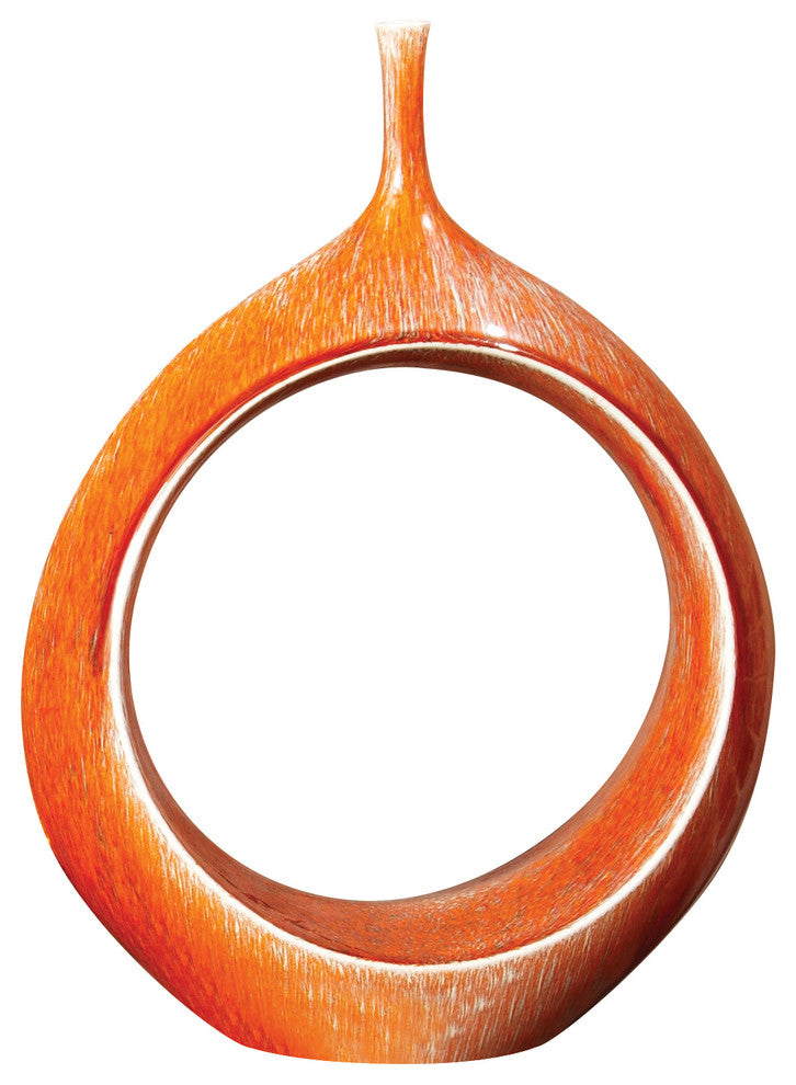 Open Ring Vase, Orange, 5"x12"x15.75"