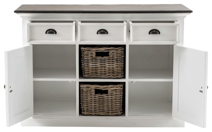 Modern Farmhouse Brown And White Large Accent Cabinet