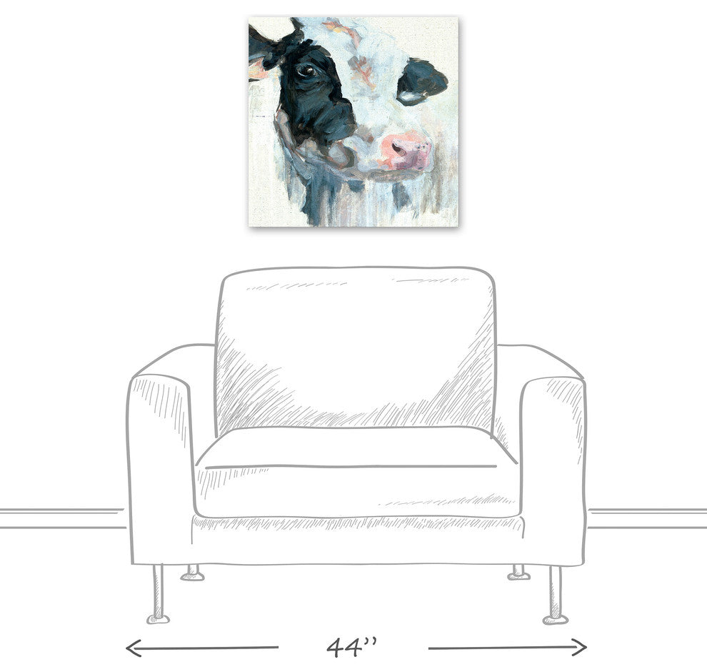 Curious Painted Dairy Cow 20x20 Canvas Wall Art