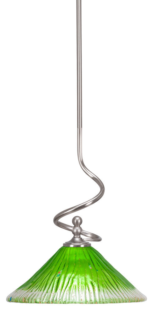 Capri Stem Mini Pendant In Brushed Nickel Finish With 10" Kiwi Green Crystal