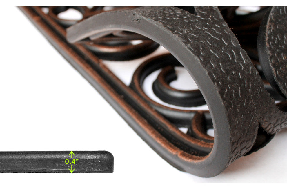 Bronze Moulded Vines Half-round Rubber Doormat, 24"x36"