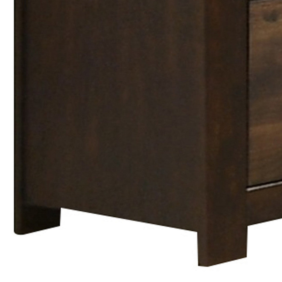 Benzara BM232620 58" 6 Drawer Wooden Dresser With Grains, Rustic Brown