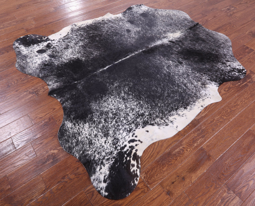 Black and White Natural Cowhide Rug 7' 1" X 6' 10" C2327