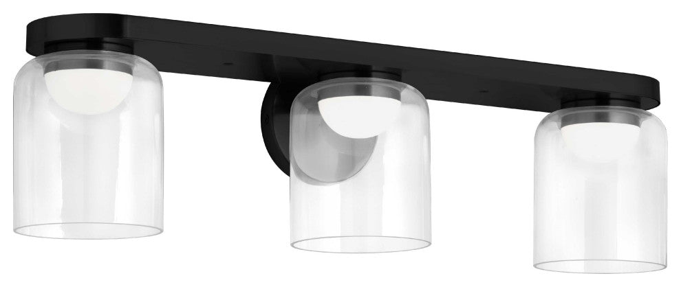 Nadine LED Vanity, 30W, Matte Black, Clear Glass