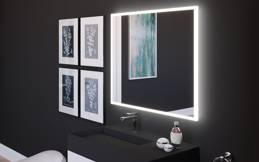 Smart Lisa Dimmable LED Bathroom Mirror With Voice Control, 36"x30"