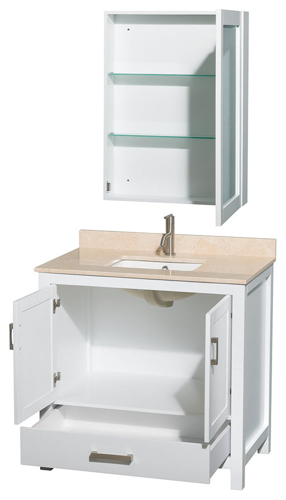Wyndham WCS141436SWHIVUNSMED 36 Inch Single Bath Vanity with Ivory Marble