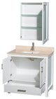 Wyndham WCS141436SWHIVUNSMED 36 Inch Single Bath Vanity with Ivory Marble
