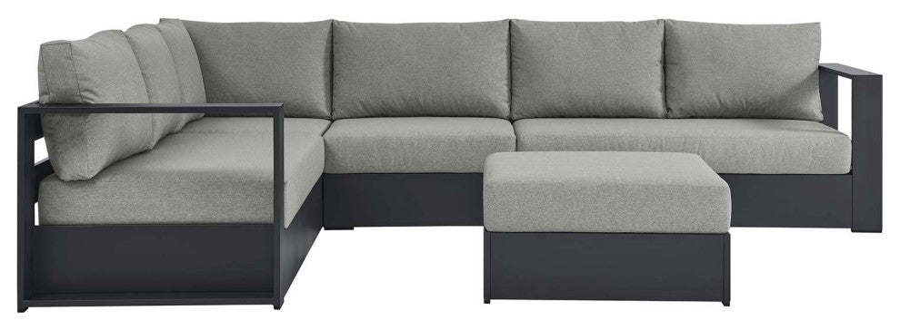 Tahoe Outdoor Patio Powder-Coated Aluminum 5-Piece Sectional Sofa Set - Gray Gra