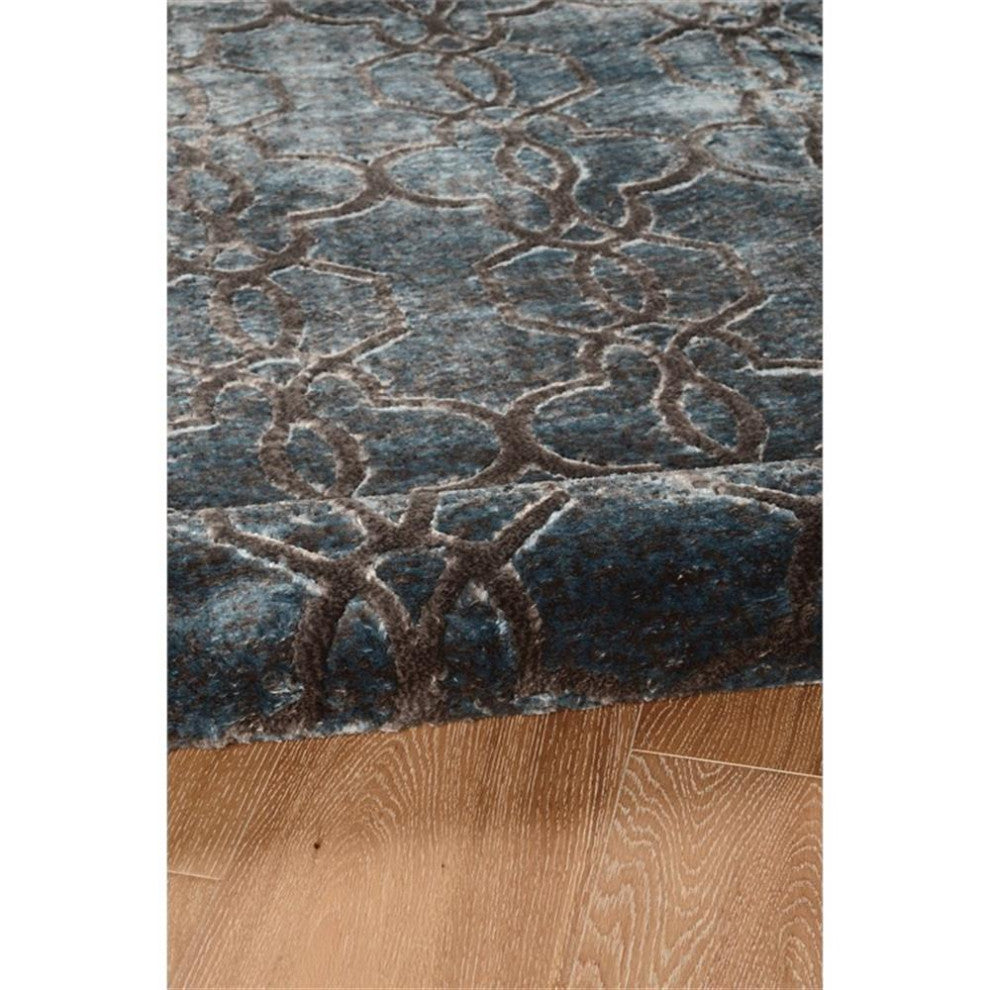 Linon Platinum Iron Gate Power Loomed Polyester 5'x7'6" Rug in Blue