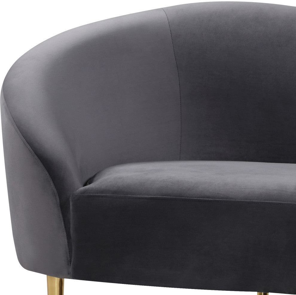 Ritz Velvet Upholstered Sofa, Grey
