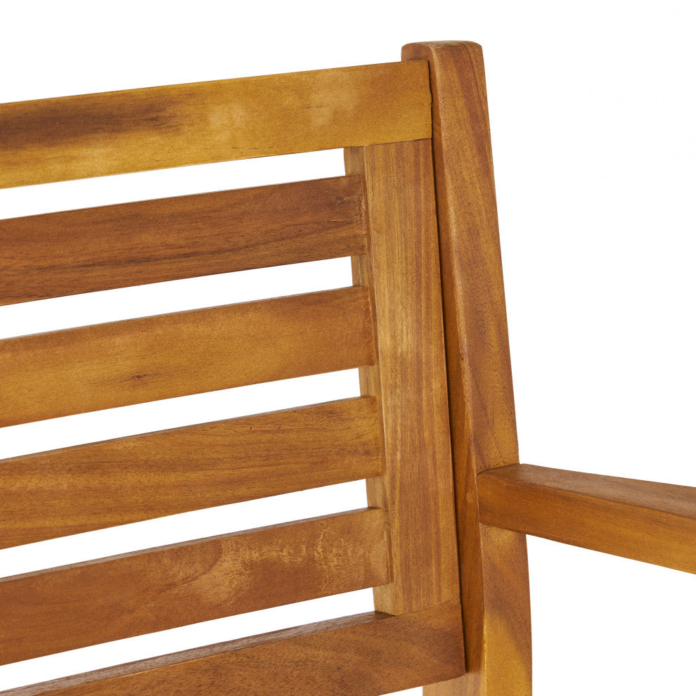 GDF Studio Anguilla Teak Finish Acacia Wood Outdoor Barstools, Set of 2