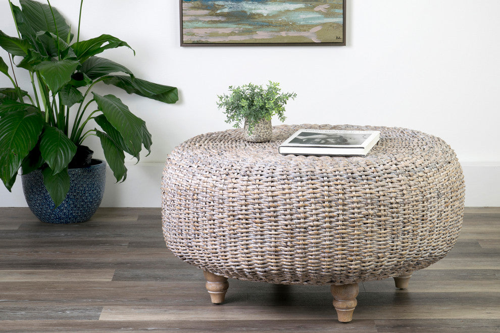 East at Main Sara Round Abaca Fiber Coffee Table