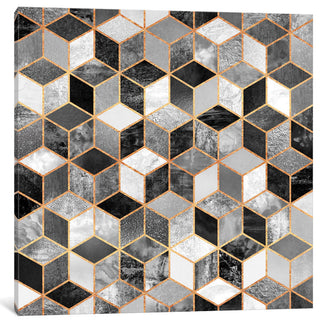 "Black And White Cubes" by Elisabeth Fredriksson, Canvas Print, 37"x37"