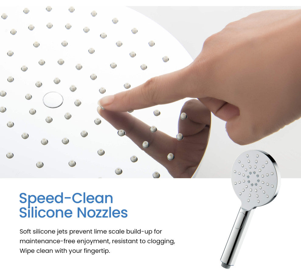 Circular Shower Column With Dual Function Shower Head, Chome, Without Rough in Valve
