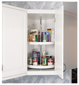Polymer Full-Circle 2-Shelf Lazy Susan for Corner Wall Cabinets, White, 20"W