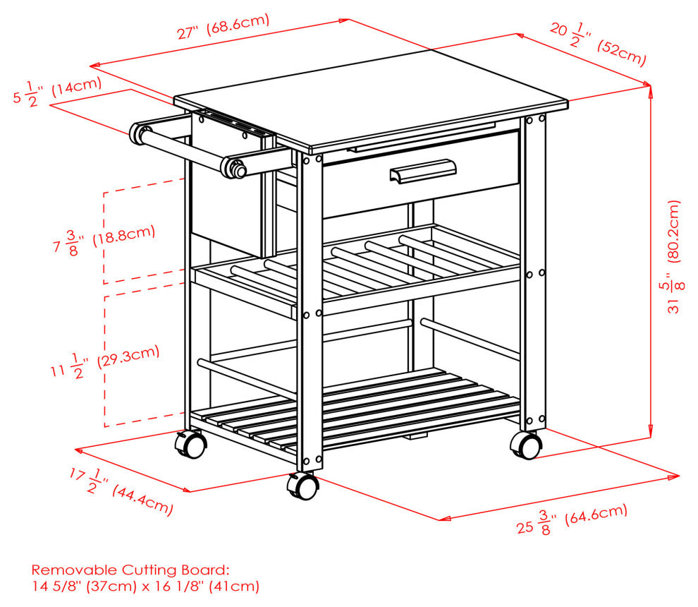 Finland Utility Kitchen Cart, Natural