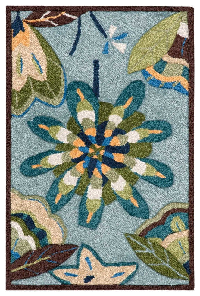 Nourison Fantasy Area Rug, Aqua, 1'9"x2'9"