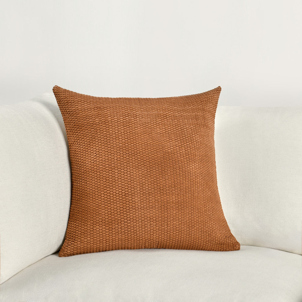 Bassinet 18" Genuine Suede Leather Throw Pillow by Kosas Home, Brown