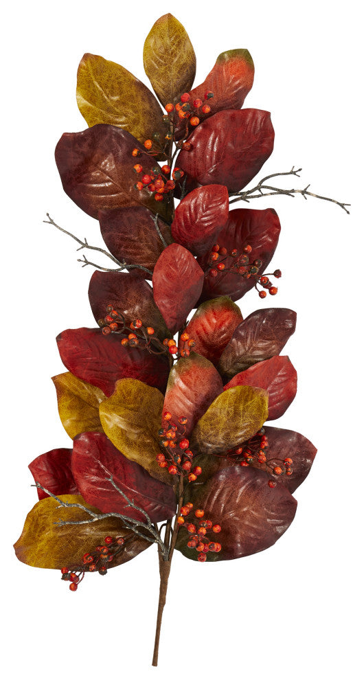Nearly Natural 36ï¿½ Autumn Magnolia Leaf with Berries Artificial Tear Drop