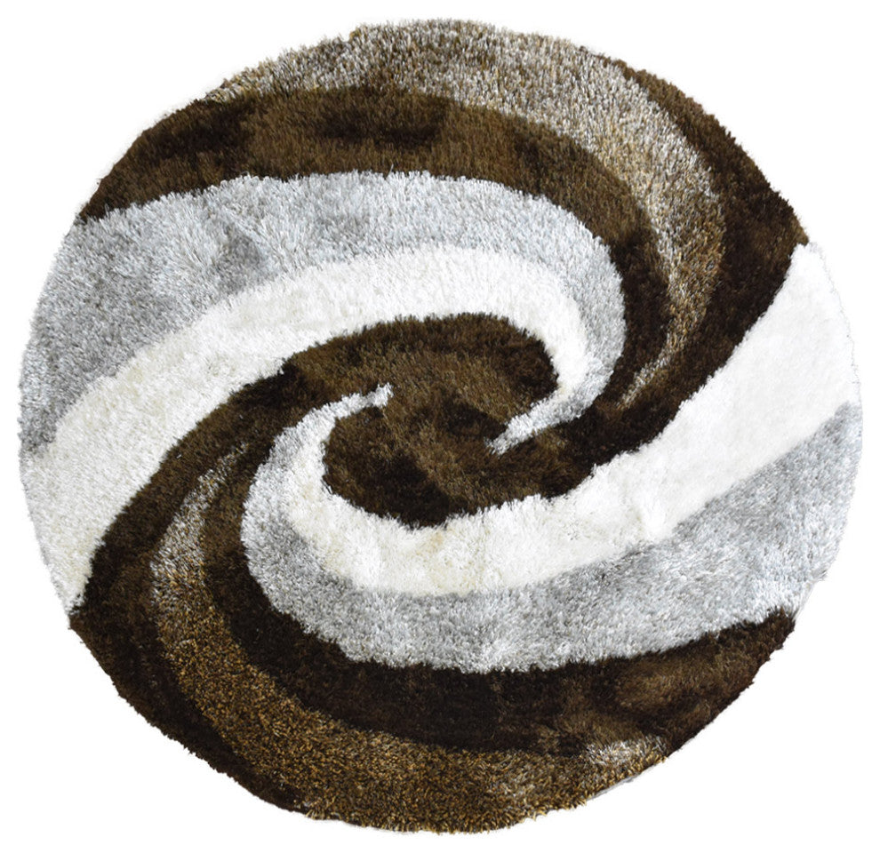 Hand Tufted Shag Polyester Area Rug Contemporary Multicolor, [Round] 10'x10'