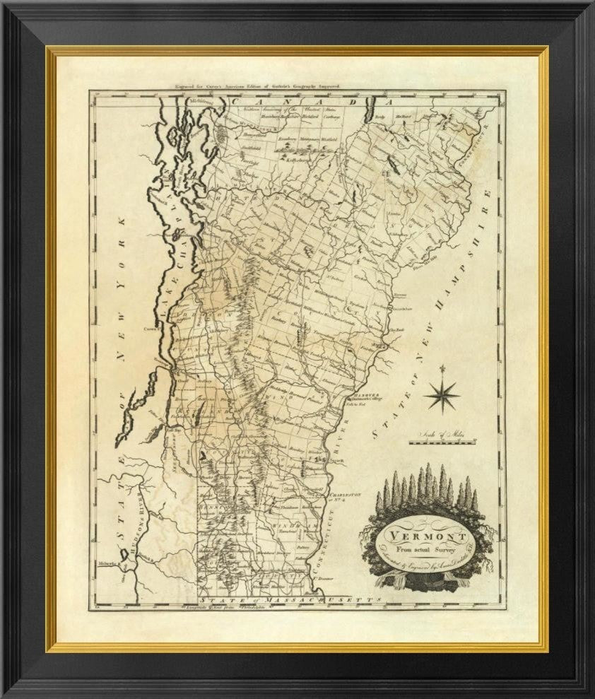 "Vermont, 1795" Framed Canvas Giclee by Mathew Carey, 22"x26"