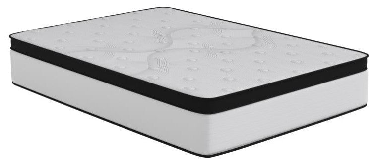 Capri Extra Firm 12 Inch CertiPUR-US Certified Hybrid Pocket Mattress, White, Queen