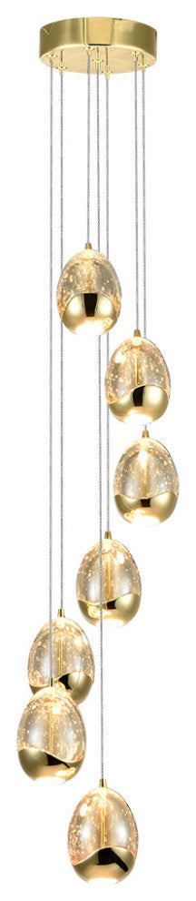 Venezia 7-Light ETL Certified Integrated LED Chandelier Lighting Fixture, Gold
