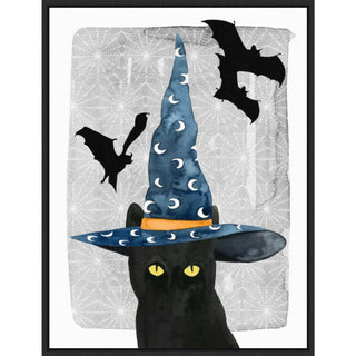 Canvas Art Framed 'Black Cat II' by Grace Popp, Outer Size 18x24"