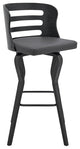 Verne 30 Swivel Gray Faux Leather and Black Wood Bar Stool