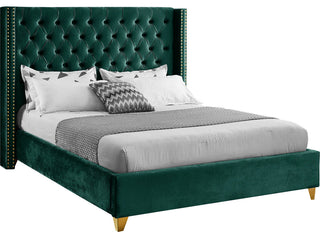 Barolo Velvet Upholstered Bed, Green, King