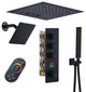 12inch Luxury Shower Dual Shower Head System With LED Light and Bluetooth, Matte Black
