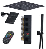 12inch Luxury Shower Dual Shower Head System With LED Light and Bluetooth, Matte Black