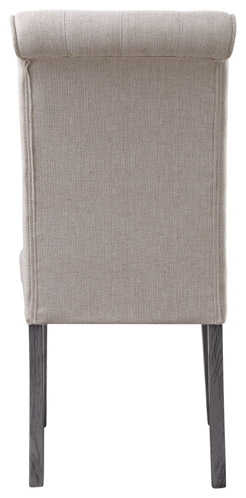 Yabeina Side Chair, Set of 2, Beige Linen and Gray