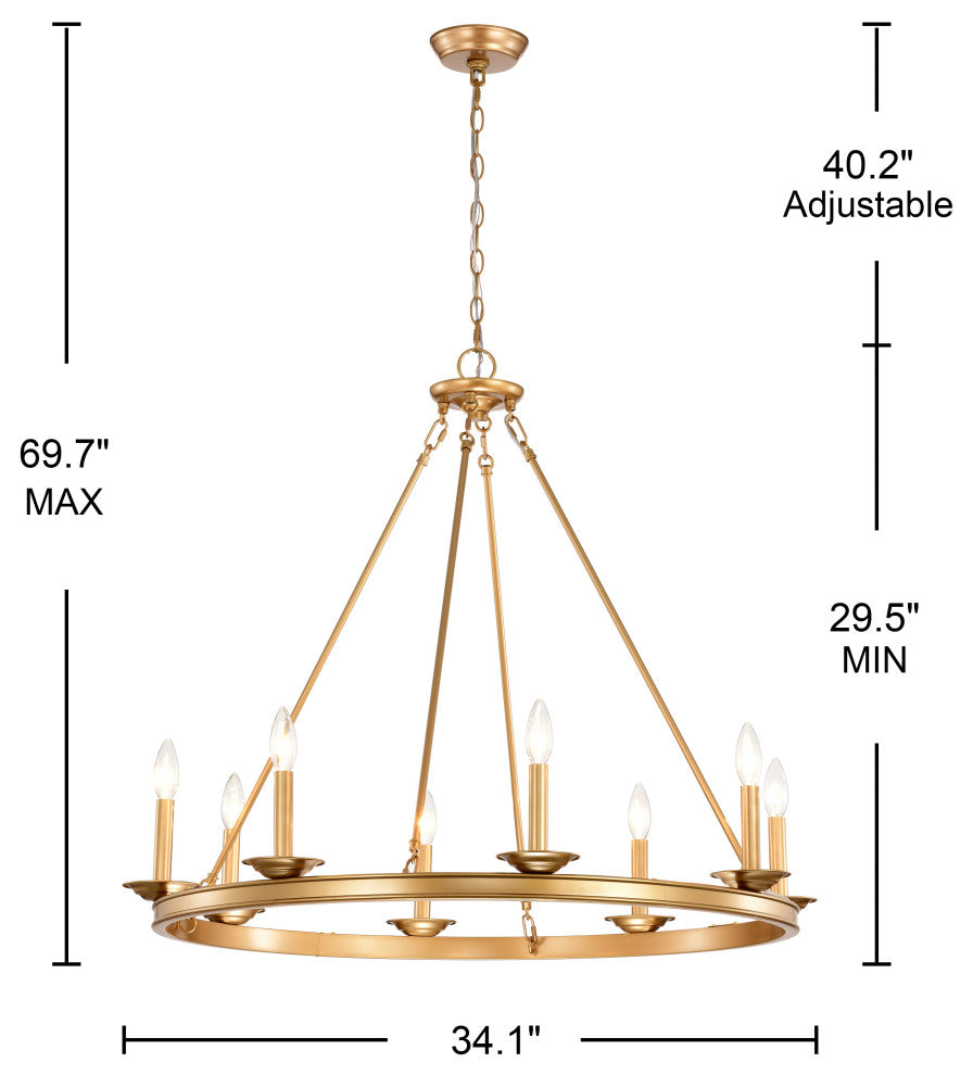 Mia 8-Light Metal Round Chandelier, Glossy Bronze