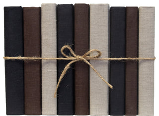 Decorative Books - Onyx & Brown Linen Wrapped Book Bundle - 1 foot of Black and Brown Books