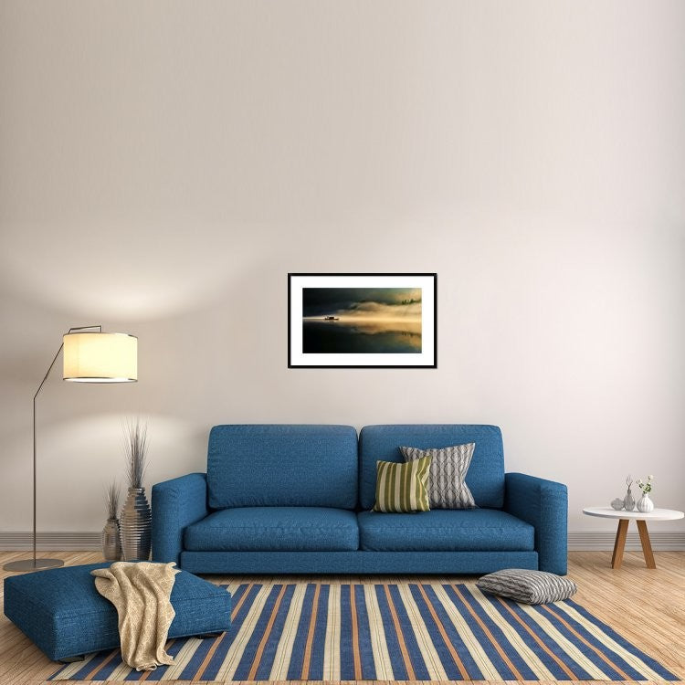 "Fog Sprinkle The East River" Framed Digital Print by Hua Zhu, 38x24"