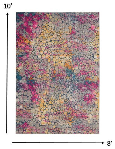 8" x 10" Yellow and Pink Coral Reef Area Rug