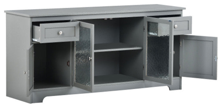 65 inch TV stand with 4 doors adjustable panels cabinet with light freen finish