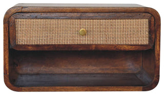 Chestnut Wall Mounted Open Woven Bedside