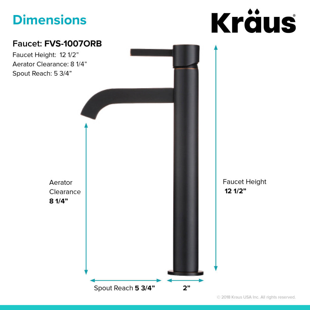 Ramus Single Handle 1-Hole Vessel Bathroom Faucet, Oil Rubbed Bronze