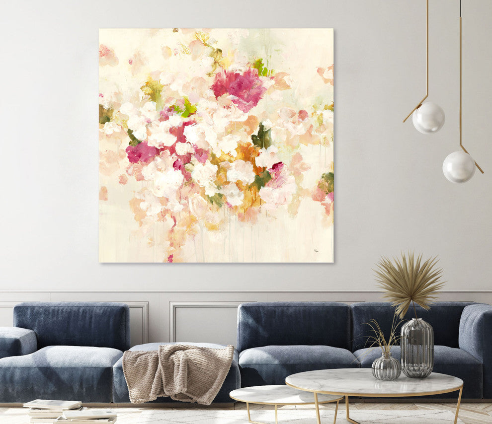 Floral Blush V4 - 84 x 84 by Lisa Ridgers