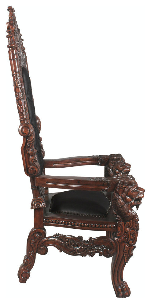 Lord Raffles Throne WithFaux Black Leather