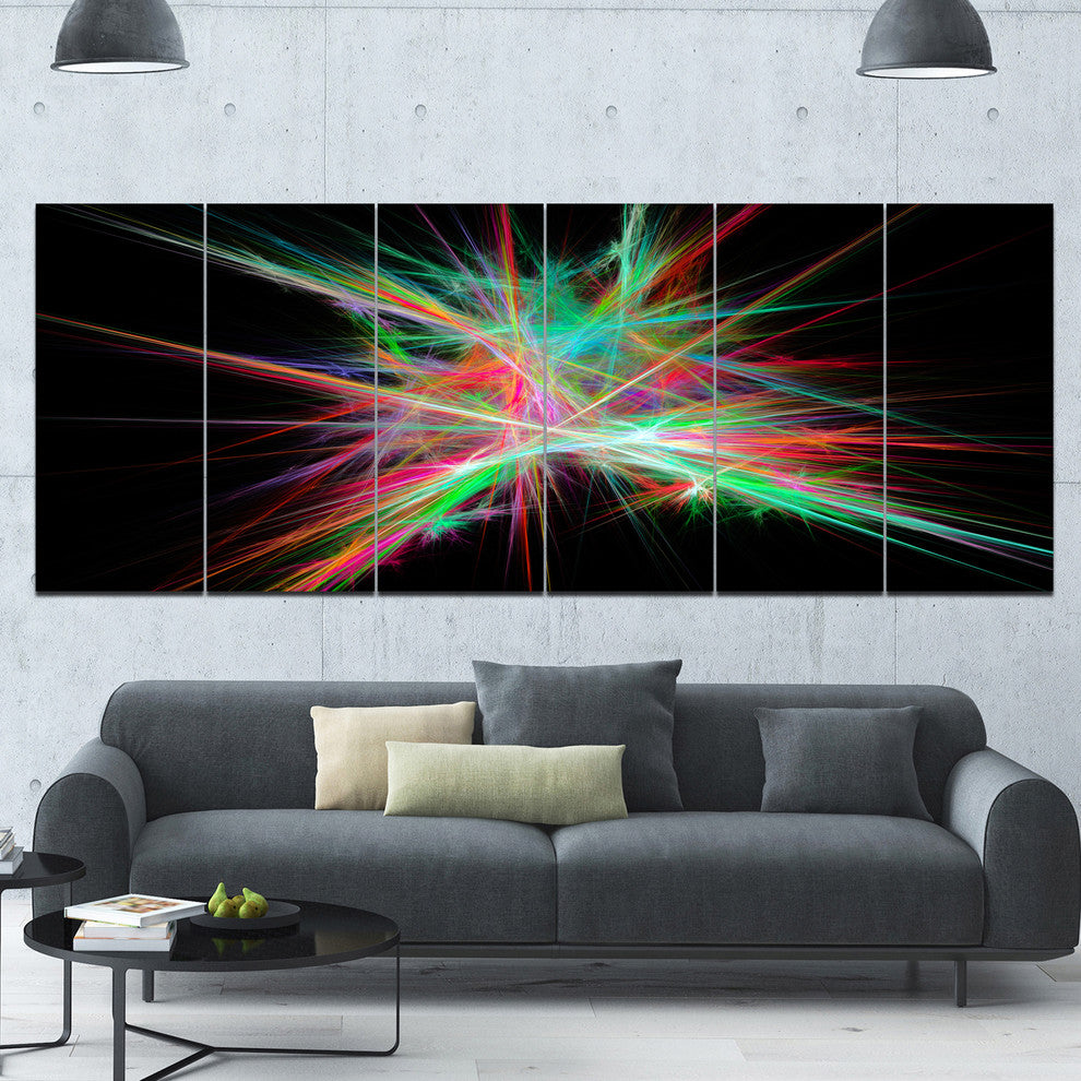Green Red Spectrum of Light, Abstract Canvas Art Print, 70"x28", 6 Panels